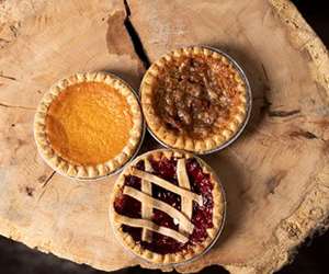 Homemade pecan, sweet potato and cherry pie